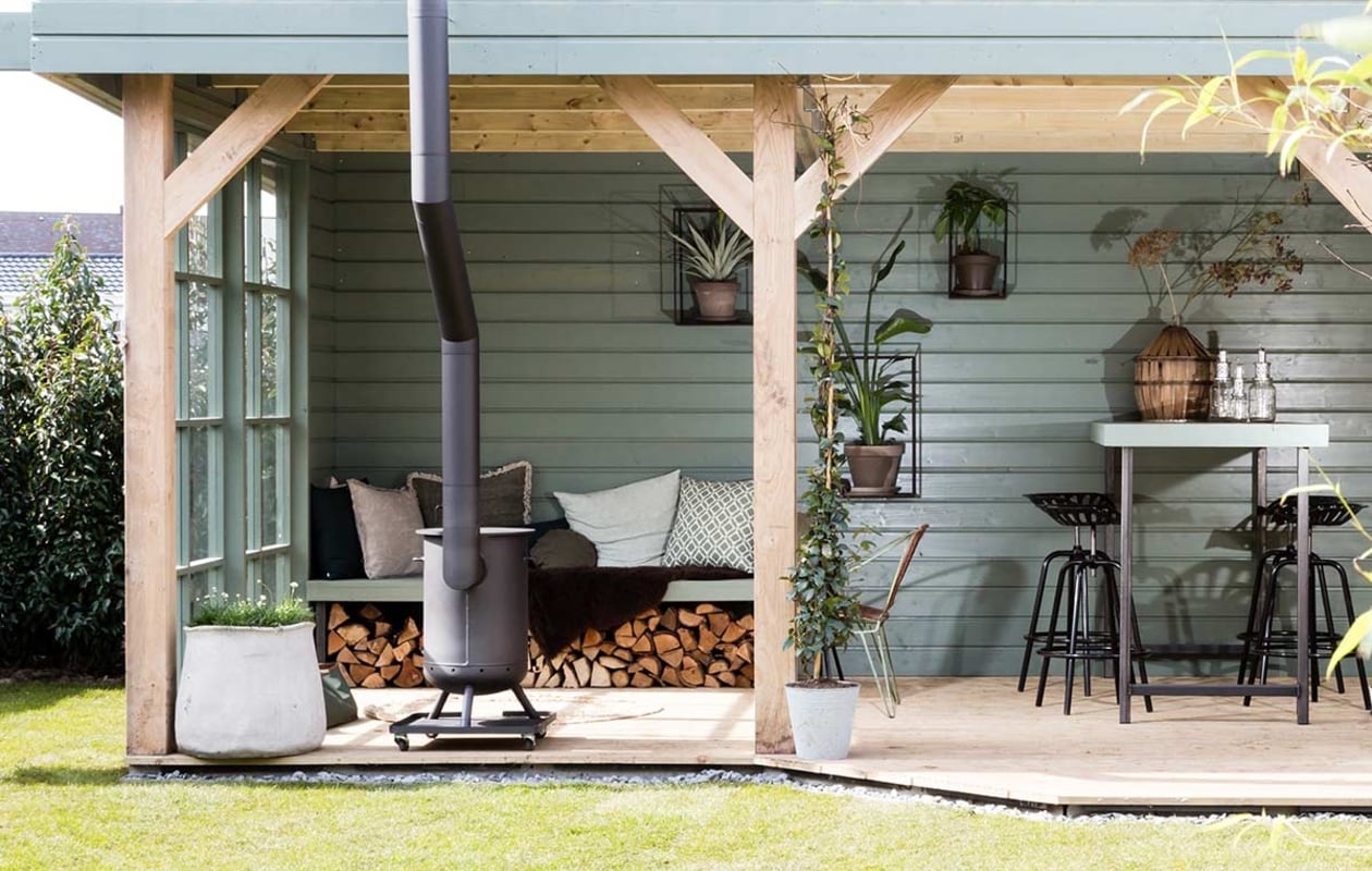 achtertuin met overkapping