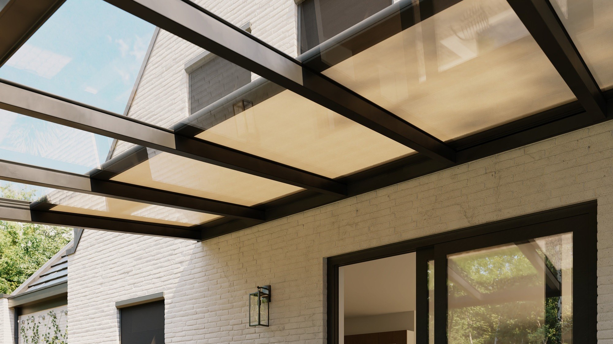 zonwering boven overkapping