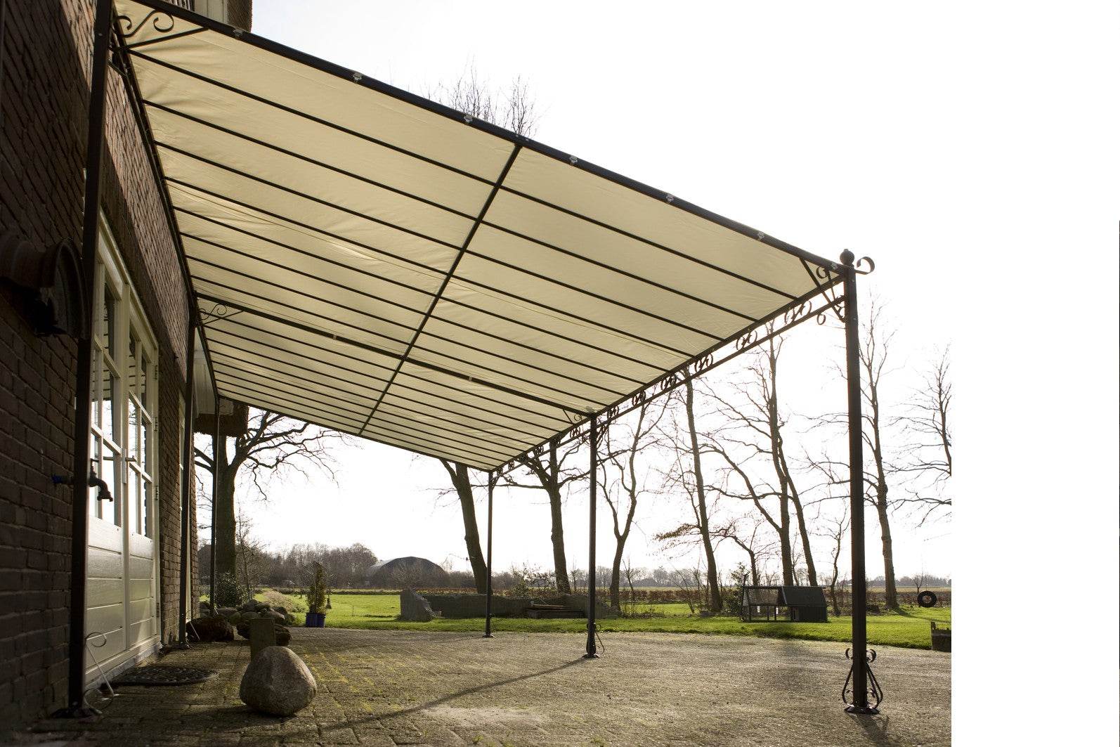 houten overkapping met doek