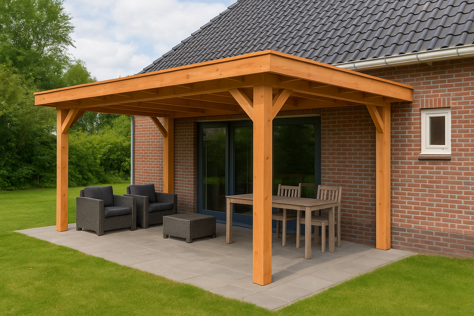 overkapping naast huis